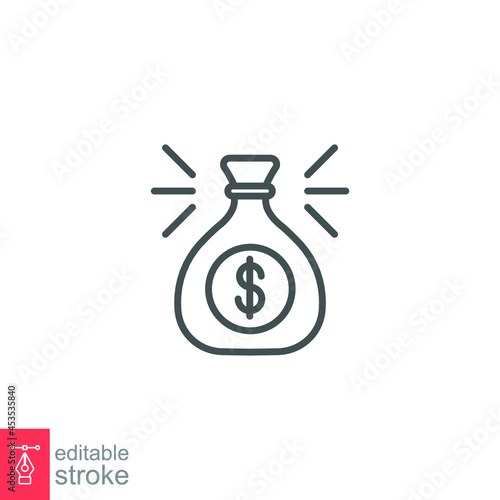 Business Concepts Investment management line icon. Money bag, budget expenses part of asset and income growth. budget planning. Editable stroke. Vector illustration. Design on white background. EPS 10 © Suncheli