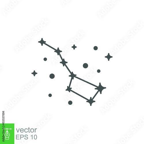 Constellation Ursa Major Big Dipper Great Bear solid icon. concept of astronomy can be used for web and mobile simple sign logo. Vector illustration design on white background. EPS 10