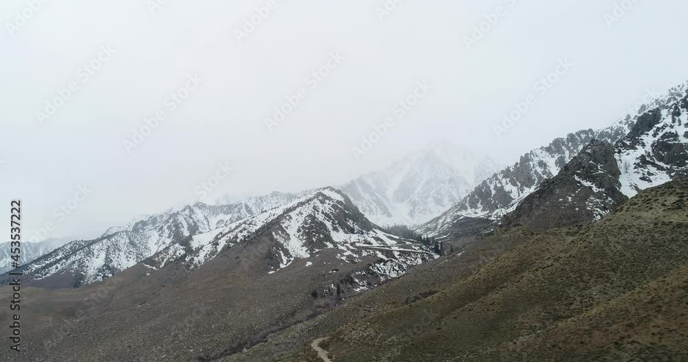 Aerial Snow on mountain peaks, Lone Pine Desert, California
Aerial Snow on mountain peaks, Lone Pine Desert, California