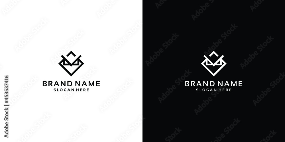 geometric owl logo template design