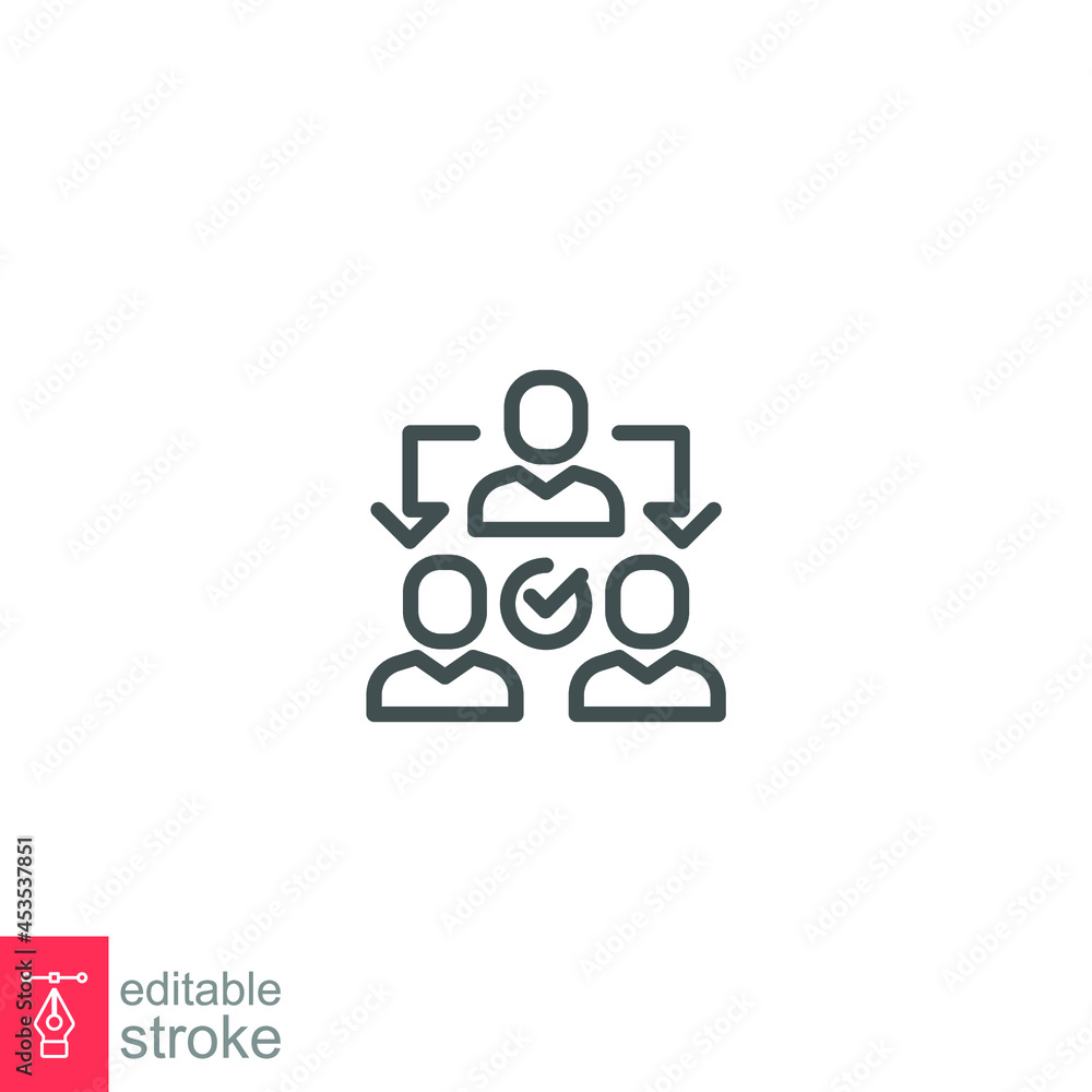 Assignment, Delegate, Delegating, Distribution Business line icon. assistant group management. team work transfer job communication Logo solid vector illustration design on white background. EPS 10 Assignment, Delegate, Delegating, Distribution Business line icon. assistant group management. team work transfer job communication Logo solid vector illustration design on white background. EPS 10