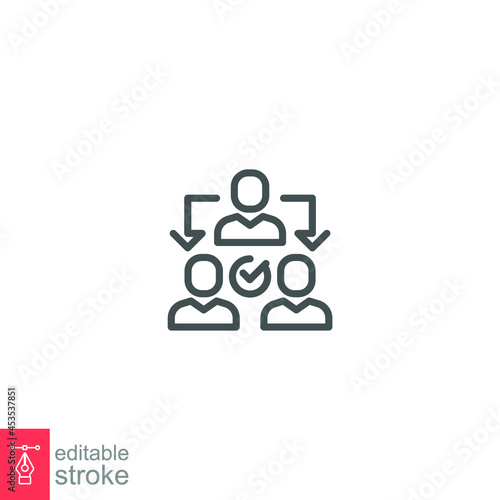 Assignment, Delegate, Delegating, Distribution Business line icon. assistant group management. team work transfer job communication Logo solid vector illustration design on white background. EPS 10