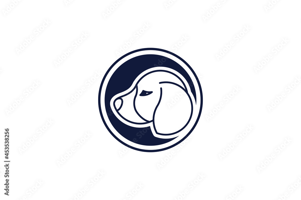 Dog Logo Design Template with line art style design