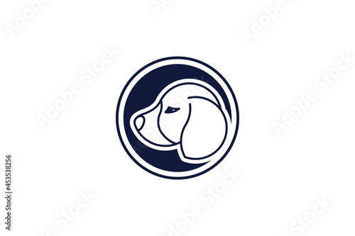 Dog Logo Design Template with line art style design