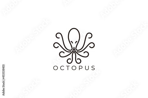 Octopus Logo Design Template, with line art style design