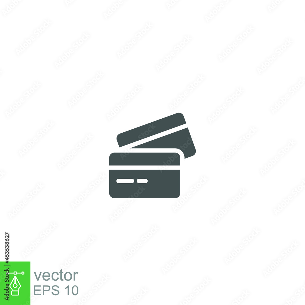Credit card solid icon. Two cards on top of each other. payment sign. Identification card for web mobile and finance infographics editable stroke vector illustration design on white background EPS 10 Credit card solid icon. Two cards on top of each other. payment sign. Identification card for web mobile and finance infographics editable stroke vector illustration design on white background EPS 10