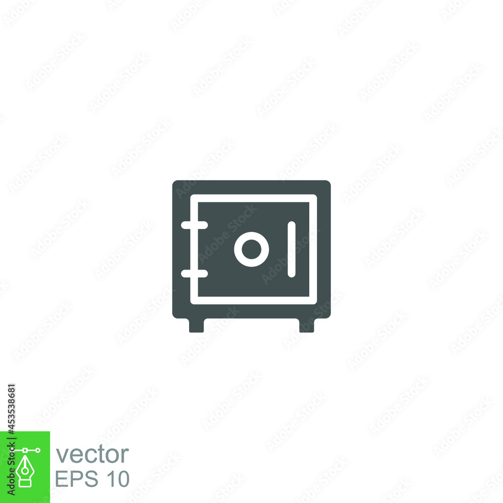 Save money solid icon. wallet web, Safe bank for safety protection. Deposit secure box. Wealth for business and finance concept. Vector illustration. design on white background. EPS 10 Save money solid icon. wallet web, Safe bank for safety protection. Deposit secure box. Wealth for business and finance concept. Vector illustration. design on white background. EPS 10