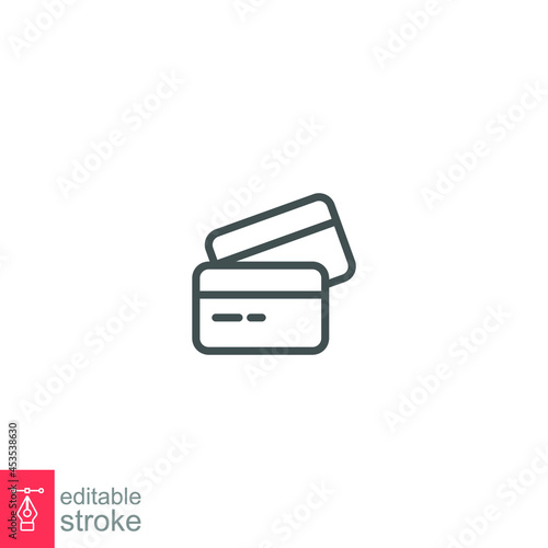 Credit card icon, Two cards on top of each other. payment sign. Identification card for web, mobile and finance infographics. editable stroke vector illustration design on white background. EPS 10