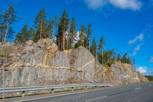 Rocks next to auto track. L...