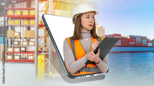 Sea logistics concept. Logi...