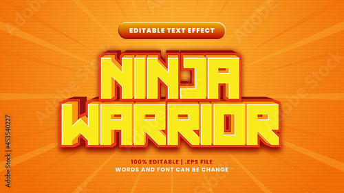 Ninja warrior editable text effect in modern 3d style