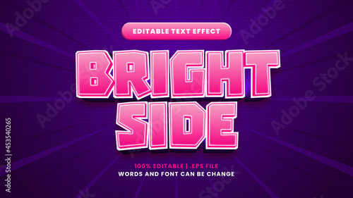 Bright side editable text effect in modern 3d style