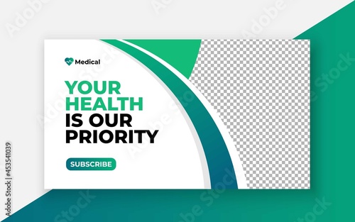 Medical healthcare youtube thumbnail and web banner template.Editable video thumbnail template
