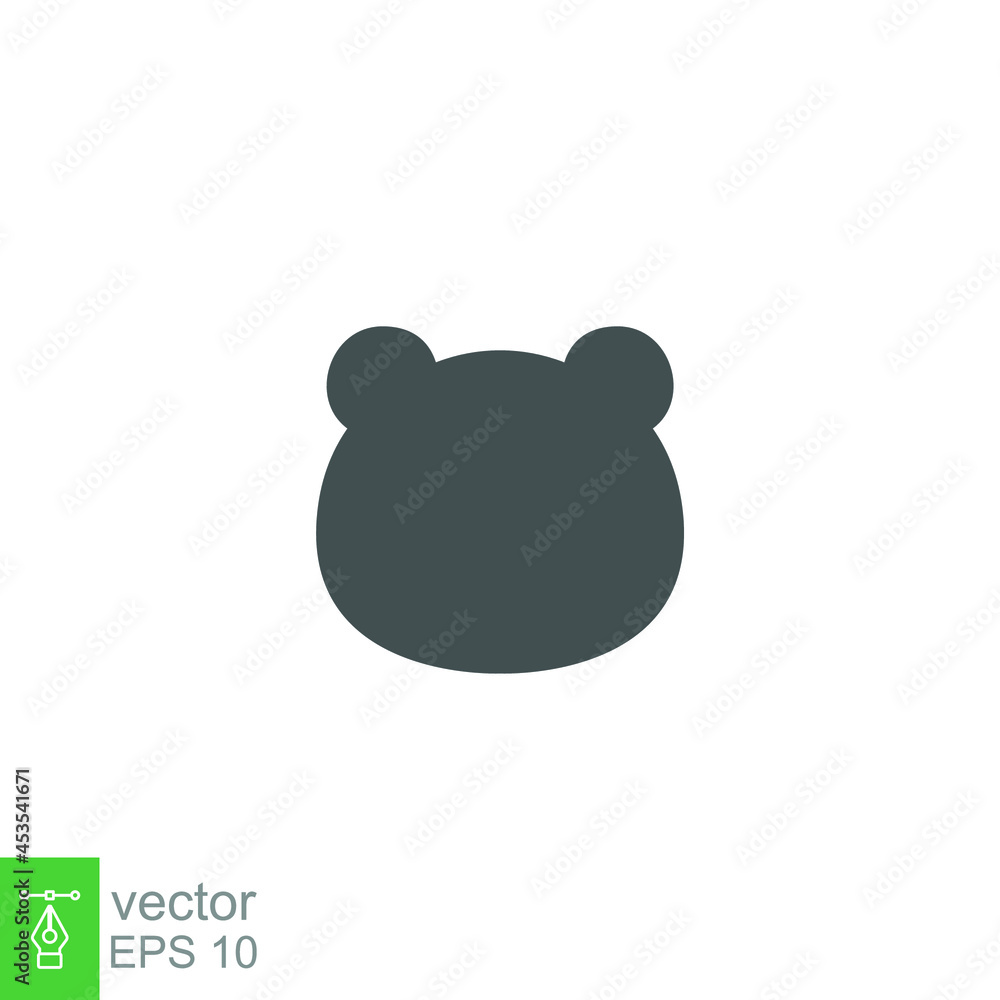 animal, bear head icon, shape, solid style. Teddy bear simple avatar character. Soft baby toy face logo for animal cat cartoon. Vector illustration. design on white background. EPS 10 animal, bear head icon, shape, solid style. Teddy bear simple avatar character. Soft baby toy face logo for animal cat cartoon. Vector illustration. design on white background. EPS 10