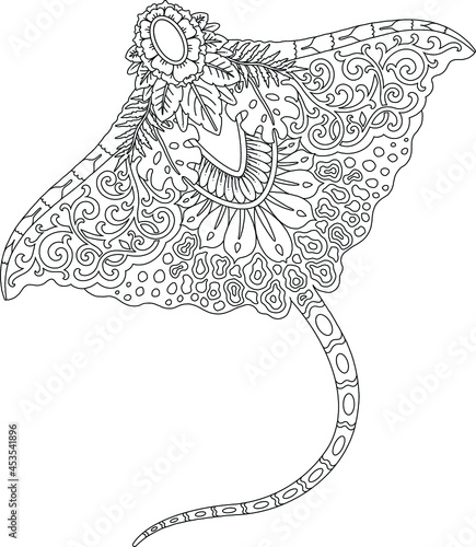 manta mandala design for coloring page print