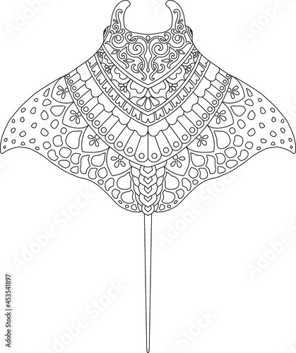 manta mandala design for coloring page print