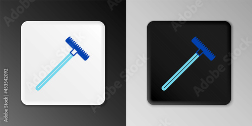 Line Garden rake icon isolated on grey background. Tool for horticulture, agriculture, farming. Ground cultivator. Housekeeping equipment. Colorful outline concept. Vector