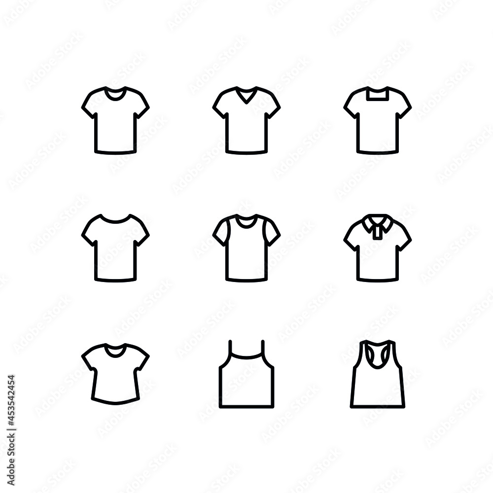 Simple set of t-shirt icons. Modern vector symbols, isolated on a white background. Simple set of t-shirt icons. Modern vector symbols, isolated on a white background.