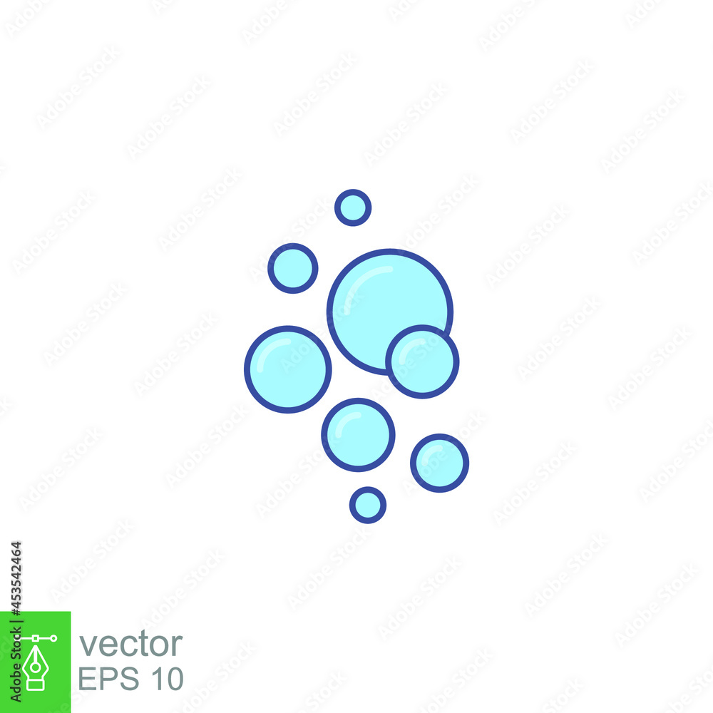 Bubble icon filled outline style. Clear water splash. Soap foam, fizzy drink, oxygen bubble pictogram symbol. Fresh aqua drop for wet symbol. Vector illustration design on white background. EPS 10 Bubble icon filled outline style. Clear water splash. Soap foam, fizzy drink, oxygen bubble pictogram symbol. Fresh aqua drop for wet symbol. Vector illustration design on white background. EPS 10