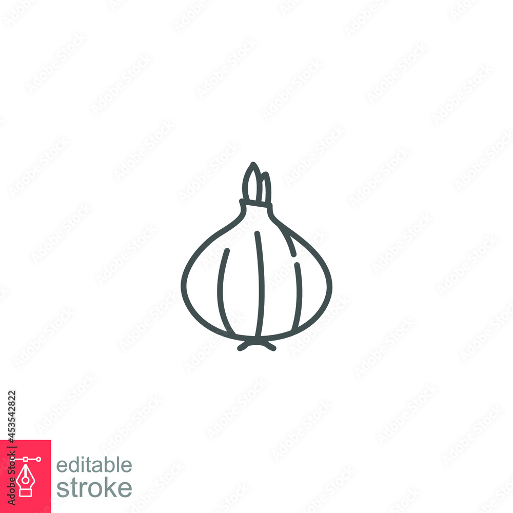 Fresh onion icon, outline style vegetable for graphic and web design collection logo. Outline style Vector illustration. Design on white background EPS 10 Fresh onion icon, outline style vegetable for graphic and web design collection logo. Outline style Vector illustration. Design on white background EPS 10