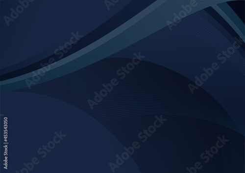Modern dark navy blue abstract background. Elegant navy blue background with overlap layer. Abstract elegant dark blue texture composition with two arcs with wave border. Abstract polygonal pattern 