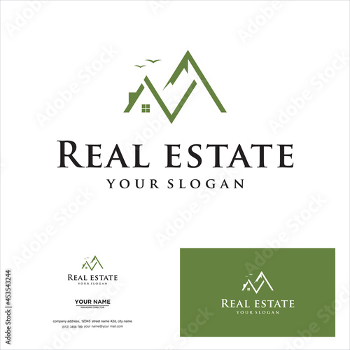 creative simple logo design mountain home