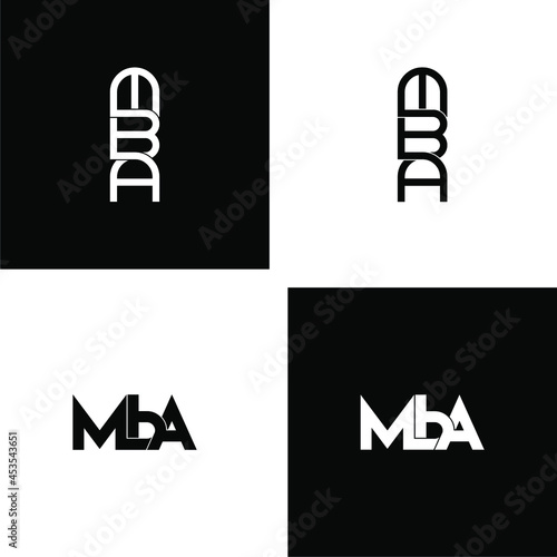 mba initial letter monogram logo design set