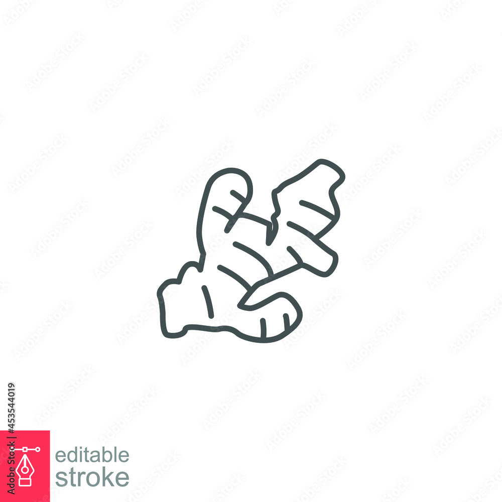 ginger icon. nature vegetable. turmeric spice Fresh ginger root rhizome seasoning herb for Detox food apps website editable stroke. outline style vector illustration design on white background. EPS 10 ginger icon. nature vegetable. turmeric spice Fresh ginger root rhizome seasoning herb for Detox food apps website editable stroke. outline style vector illustration design on white background. EPS 10