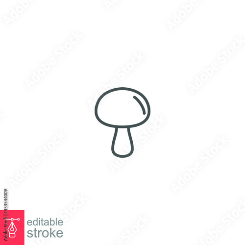 Mushroom icon. nature vegetable food slice, fungi, mycology. vegetarian organic nature meal. Natural healthy fungus. editable stroke outline style vector illustration design on white background EPS 10