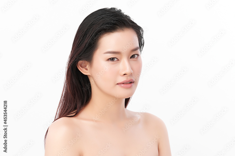 Beautiful young asian woman with clean fresh skin on white background, Face care, Facial treatment, Cosmetology, beauty and spa, Asian women portrait. Beautiful young asian woman with clean fresh skin on white background, Face care, Facial treatment, Cosmetology, beauty and spa, Asian women portrait.