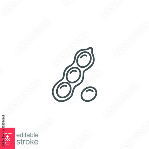 soybeans icon. nature vegetable food. Soybean seeds For soy milk for health. soya bean plant for food apps web. editable stroke outline style. vector illustration design on white background EPS 10