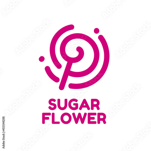pink rose beauty sugar candy flower logo concept design illustration