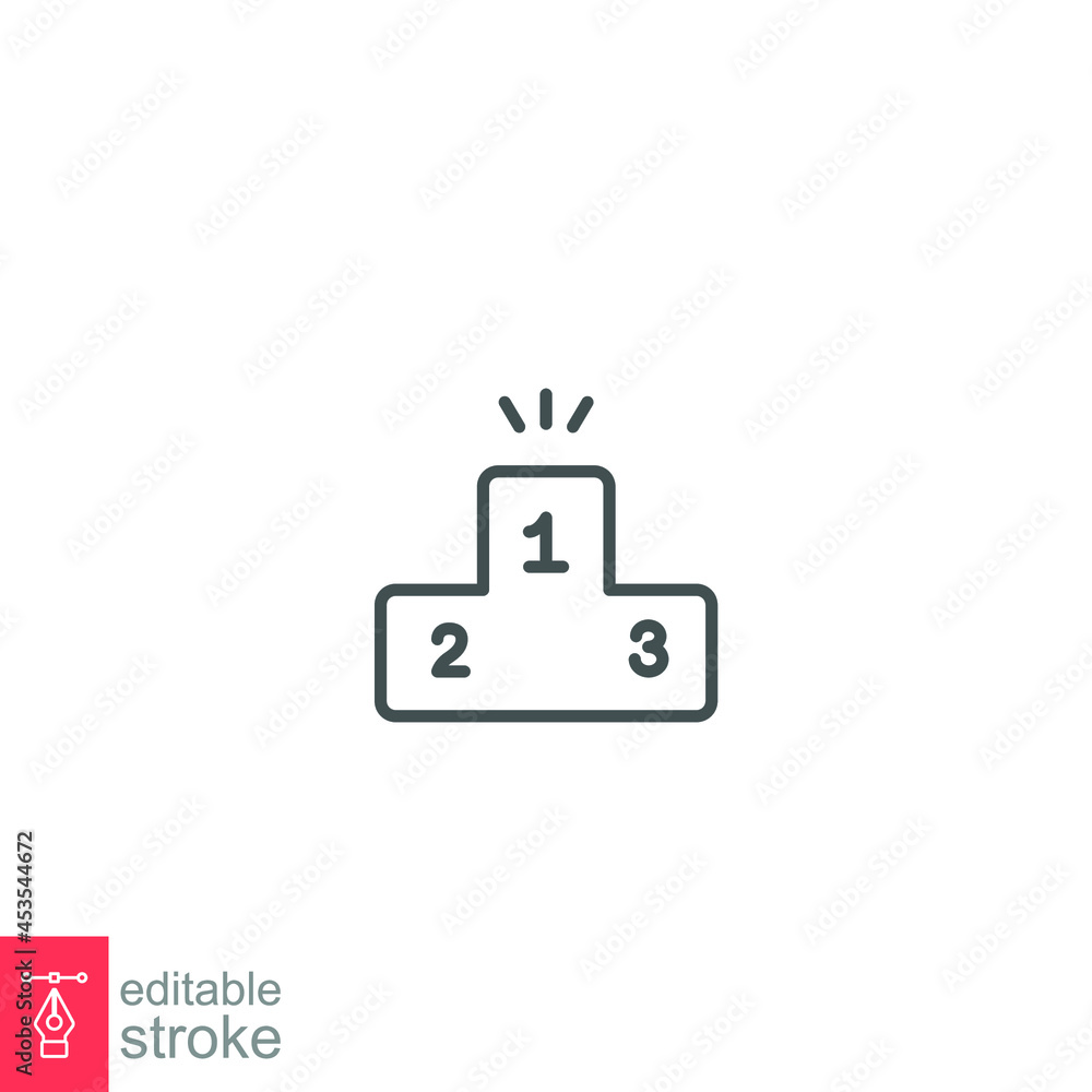 Lead board icon, achievement, award champion. Winner podium pedestal symbol Prize place. Reward ceremony outline style editable stroke vector illustration design on white background EPS 10 Lead board icon, achievement, award champion. Winner podium pedestal symbol Prize place. Reward ceremony outline style editable stroke vector illustration design on white background EPS 10