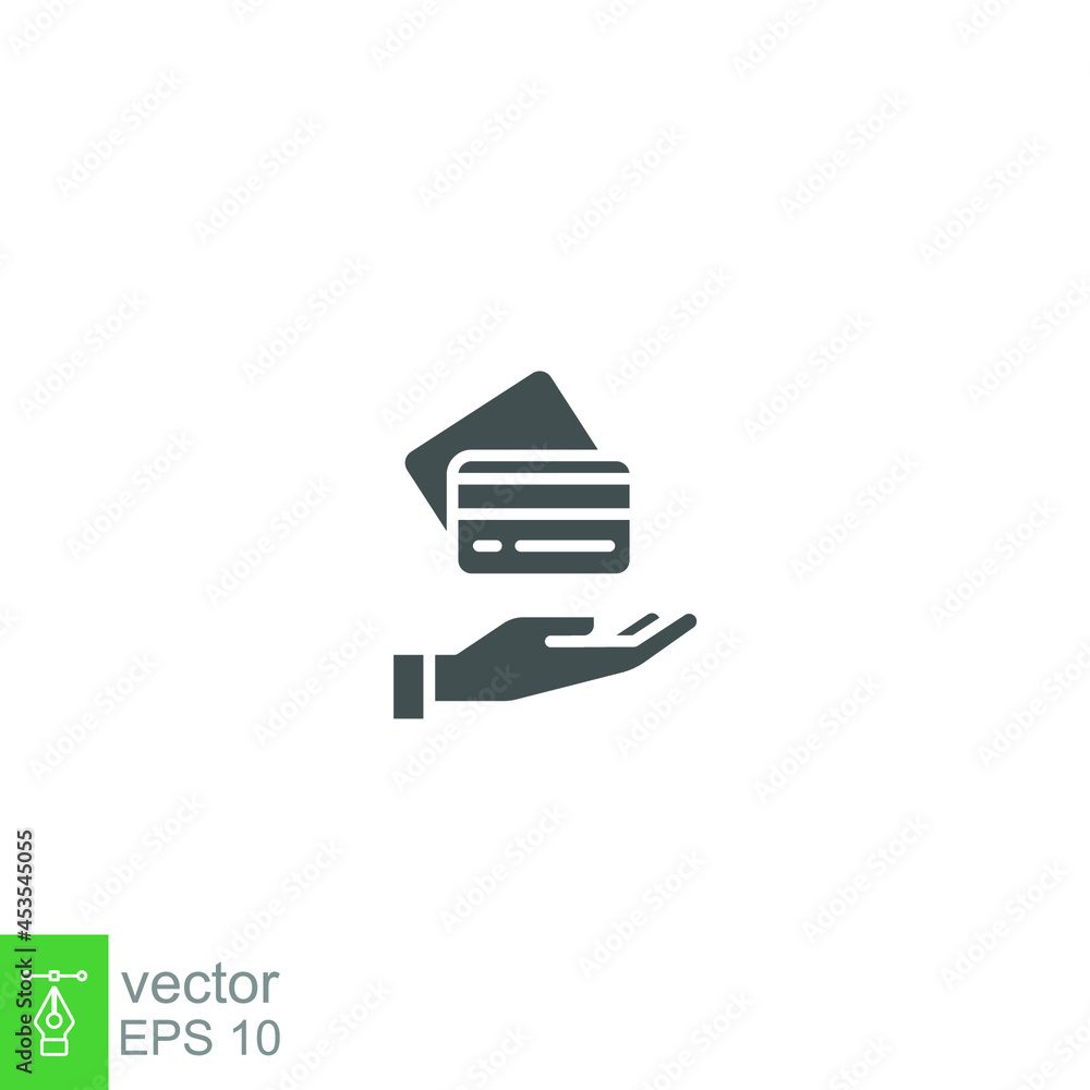 Hand hold credit card glyph icon, cash pay machine. swipe, id, financial digital cashless business online sale discount payment logo pictogram vector illustration design on white background. EPS 10 Hand hold credit card glyph icon, cash pay machine. swipe, id, financial digital cashless business online sale discount payment logo pictogram vector illustration design on white background. EPS 10