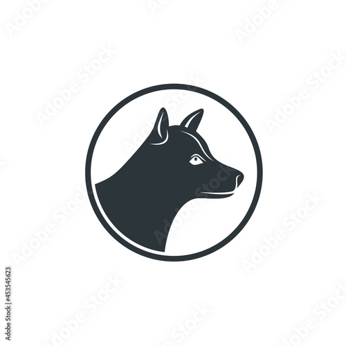 dog head illustration, dog icon, vector art.