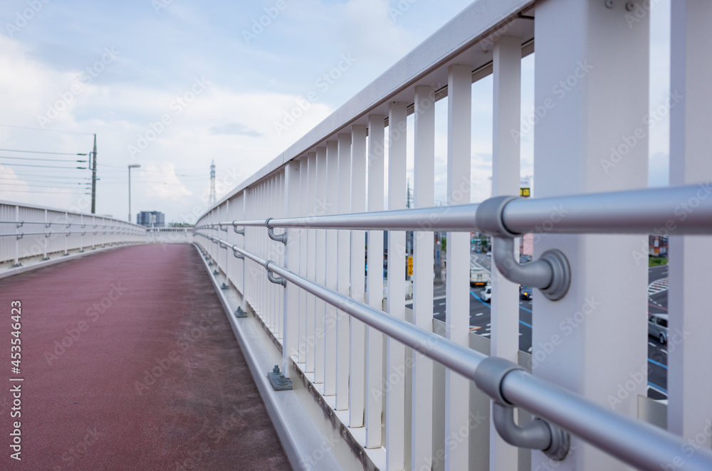 hand rail of foot bridge at cross road of takasaki city in gunma ...