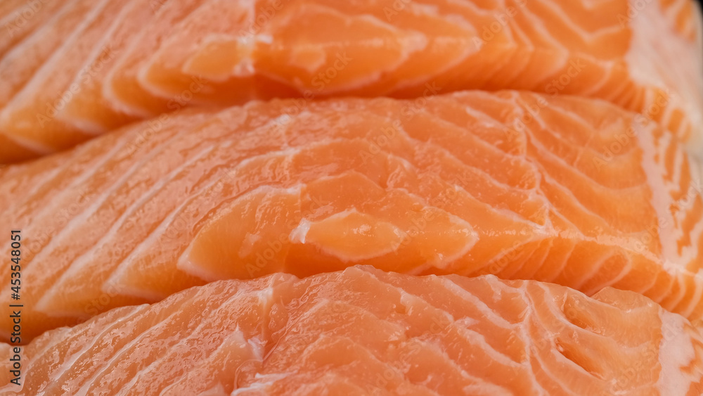 Salmon fish fillet macro. Healthy food concept Salmon fish fillet macro. Healthy food concept