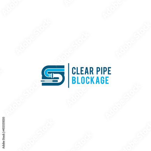 logo design clear pipe blockage, plumbing, service, fix, maintenance, vector.