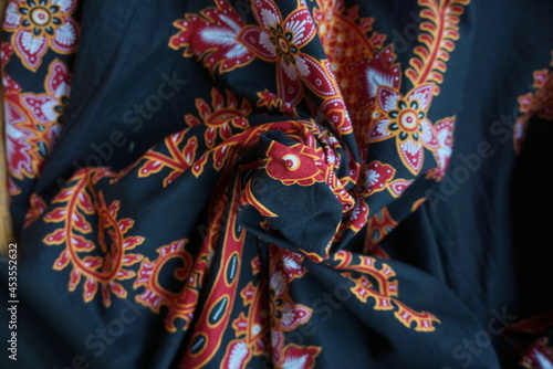 Canvas Print A traditional Indonesian fabric, namely batik cloth which has unique and different patterns and image motifs for each region and is rolled up to form flowers