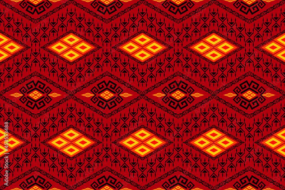 Geometric ethnic oriental seamless pattern traditional Design for background,carpet,wallpaper,clothing,wrapping,Batik,fabric,Vector illustration.embroidery style.