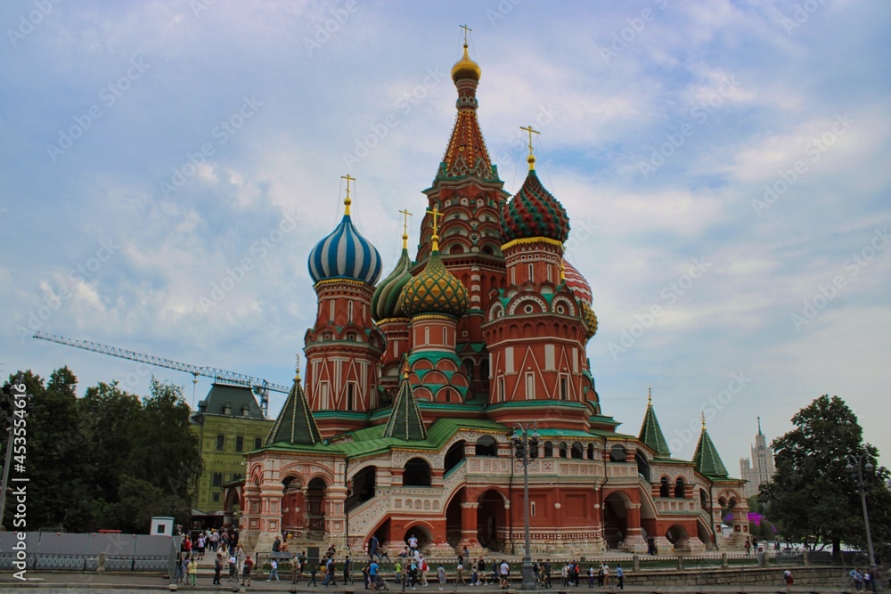 St. Basil's Cathedral at famous Red Square in the heart of Moscow in Russia during daylight