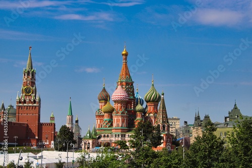 St. Basil's Cathedral at famous Red Square in the heart of Moscow in Russia during daylight © been.there.recently