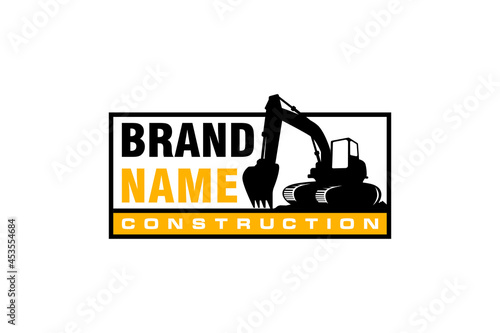 Excavator logo template vector. Heavy equipment logo vector for construction company. Creative excavator illustration for logo template.
