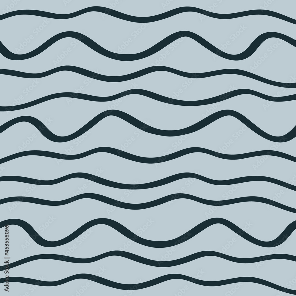 Waves striped background wallpaper cover Hand drawn line sketch Ocean or sea logo icon sign Doodle design Cartoon children's style Fashion print clothes apparel greeting invitation card cover flyer ad