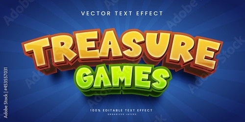 Editable text effect in treasure games style photo