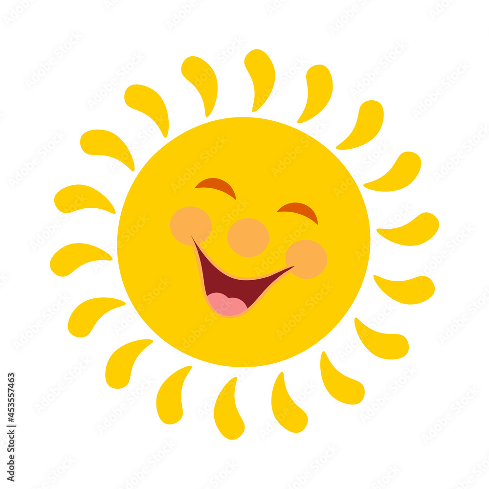 Сartoon illustration of a smiling sun for kids.Vector