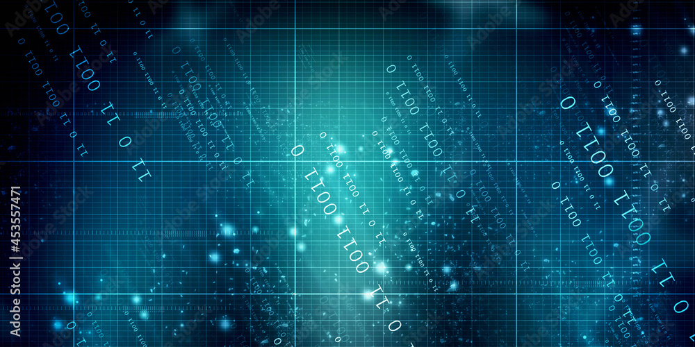 2d illustration abstract digital binary data on computer screen 2d illustration abstract digital binary data on computer screen
