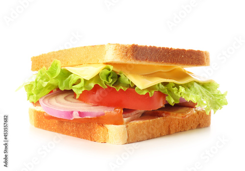 Tasty sandwich on white bac...