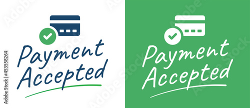 Payment accepted text with credit card icon