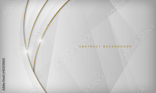 Elegant abstract light silver wave background. Luxury concept with golden lines.